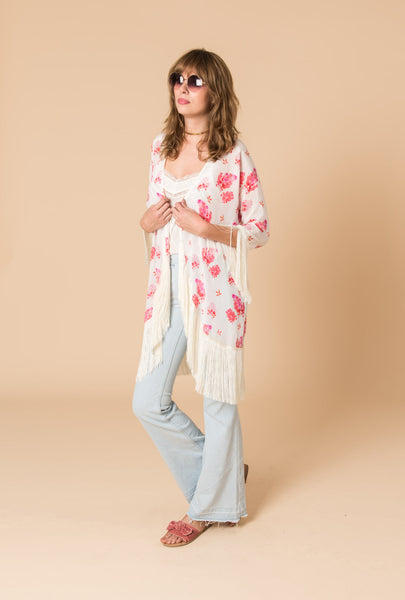 Sundown Breeze Short Fringed Kimono