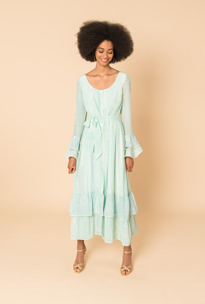 Azure Frilly Button Dress