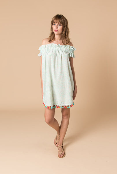 Spring Rainbow Tassel Tunic Dress