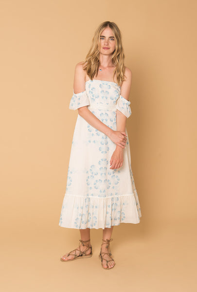 Morning Mist Off Shoulder Hippie Dress